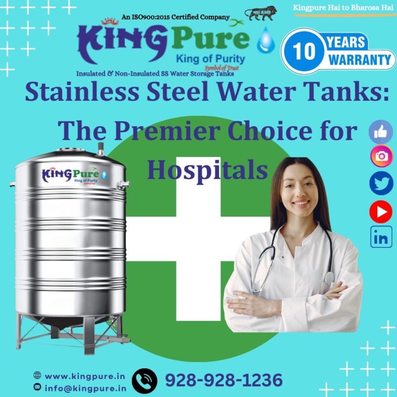 Stainless steel water tank in a hospital setting